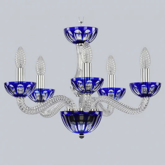 1309/5/165 Ni Cl/Clear-Blue/H-1H Подвесная люстра Bohemia 1309 1309/5/165 Ni Cl/Clear-Blue/H-1H