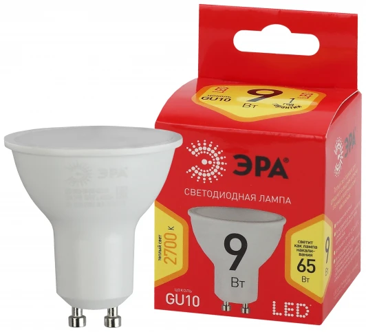 ECO LED MR16-9W-827-GU10 Лампочка светодиодная GU10 9 Вт ЭРА ECO LED MR16-9W-827-GU10 ECO LED MR16-9W-827-GU10