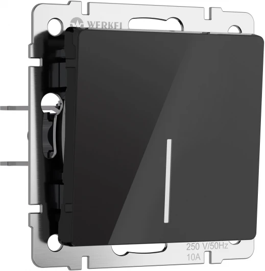 W1112148 Выключатель одноклавишный проходной с подсветкой (черный акрил) Werkel W1112148 (a064036)