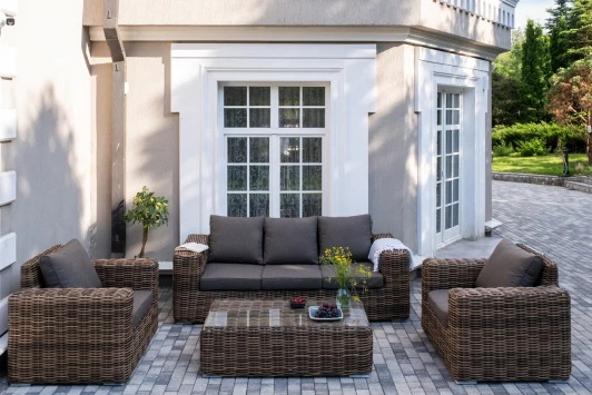 PAS3C2T-4-SET "Палермо" лаунж-зона из искусственного ротанга, цвет соломенный 4SIS арт.УТ-00008190