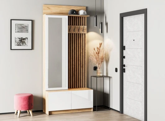 581540 Прихожая Woodville Молд 1000 дуб крафт золотой / глянец белый