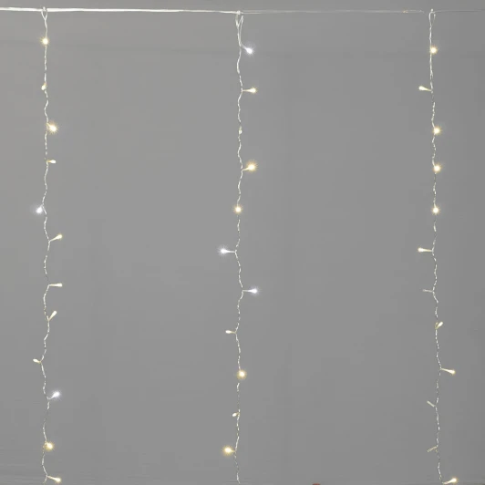PCL360NOTBLW-10-2WW Гирлянда Занавес Облегченный 5,5 x 3 м тепло-белый с мерцанием белого диода 220В, 360 LED, провод прозрачный ПВХ, IP54 Laitcom PCL360NOTBLW-10-2WW