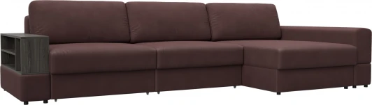 129112 Диван угловой с полкой Лига-055 НПБ Лонг угол универсальный Лига Диванов (Замша) арт.129112