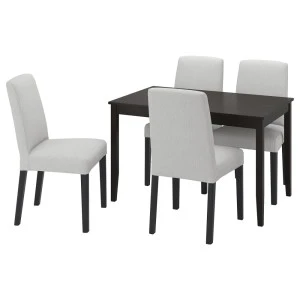 494.084.70 ЛЕРХАМН / БЕРГМУНД Стол и 4 стула, черно-коричневый, Оррста светло-серый/черный