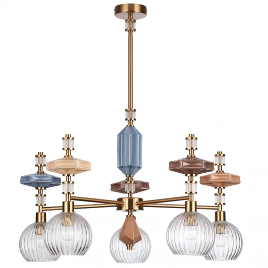 5414/5 Потолочная люстра на штанге Odeon Light Terra 5414/5 античная бронза/терракот/синий/бежевый/коричневый/металл/керамика E14 5*40W