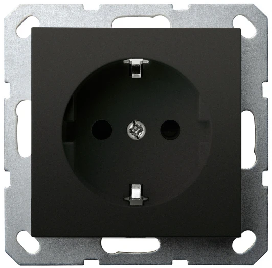 G5501PB Розетка со шторками (черный матовый) Jasmart G-Classic G5501PB