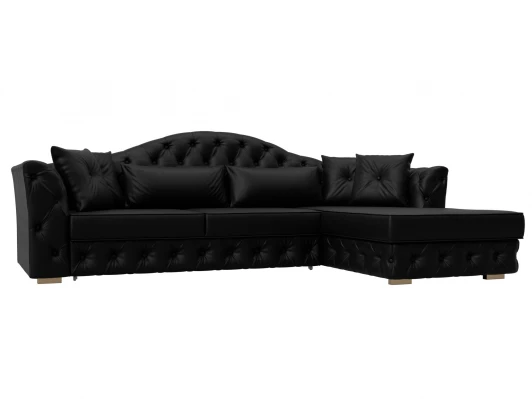 128032 Диван угловой Артис правый угол (Брус,Рейка/Пластик/Экокожа/Черный) Лига Диванов 128032