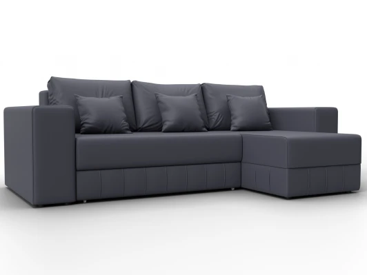 129854 Диван угловой Лига-076 угол универсальный (ДСП/Пластик/Экокожа/Серый) Лига Диванов 129854