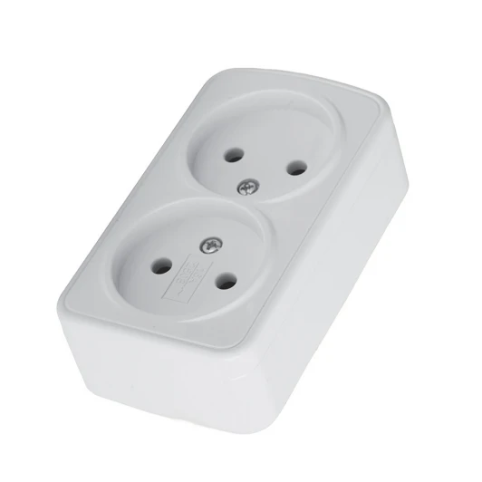 50075 Розетка накладная двойная без заземления (белый) Stekker Basic 50075