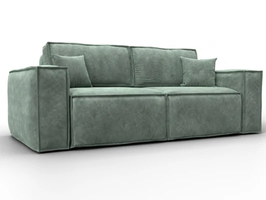 130114 Диван прямой Лига-081 НПБ (ДСП/Пластик/Велюр/Зеленый) Лига Диванов 130114