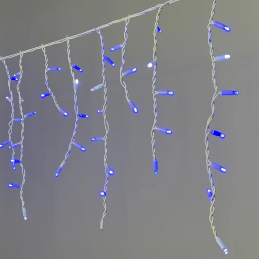 LL120BLW-8-2B Гирлянда Бахрома 3,1 x 0,5 м синяя с мерцанием белого диода 220В, 120 LED, провод белый Laitcom LL120BLW-8-2B