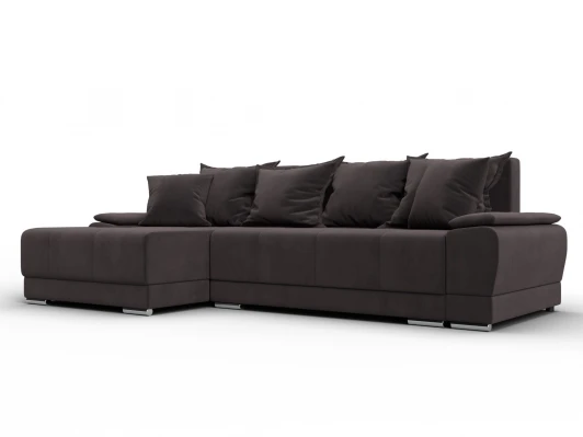 137093L Диван угловой Лига-119 угол левый (ДСП,Брус,Фанера,ЛДС,Велюр/Коричневый) Лига Диванов 137093L