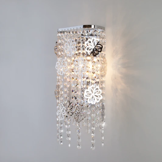 10083/2 хром/прозрачный хрусталь Strotskis Настенный светильник Eurosvet Flower 10083/2 хром/прозрачный хрусталь Strotskis