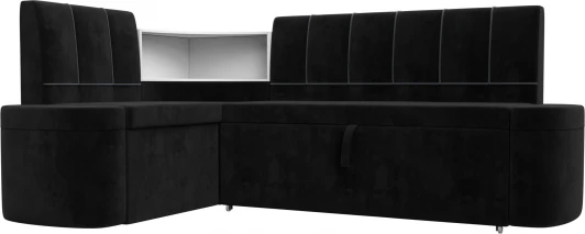 126144L Диван кухонный угловой Тефида левый угол (Черный,Серый/Велюр) Лига Диванов арт.126144L