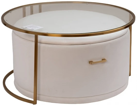 GY-08549 GY-08549 Стол журнальный с пуфом 84.5*84.5*47см Garda Decor