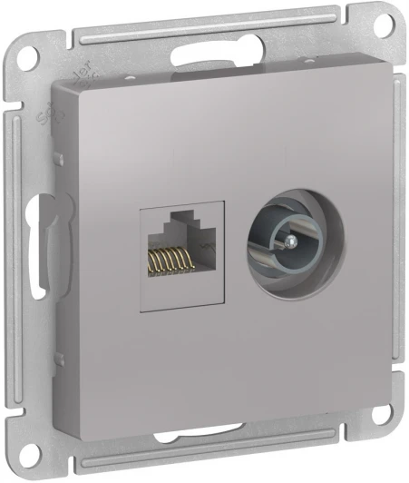 ATN000389 ТВ-розетка встраиваемая и Ethernet RJ-45 (алюминий) Systeme Electric AtlasDesign ATN000389