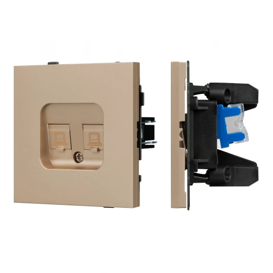 054103 Механизм компьютерной розетки двойной SCT-TENDO-MPC2-PL-GD (RJ-45, CAT6) (Arlight, Песочный) 054103