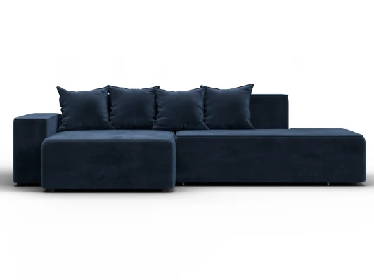 129822L Диван угловой Лига-079 угол левый (ДСП/Пластик/Велюр/Синий) Лига Диванов 129822L