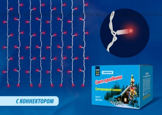 ULD-C2030-240/DWK RED IP67 Гирлянда светодиодная Занавес 2х3 м Uniel ULD-C2030-240/DWK RED IP67