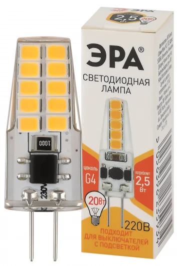 LED-JC-2,5W-220V-SLC-827-G4 Лампочка светодиодная G4 2,5W ЭРА LED-JC-2,5W-220V-SLC-827-G4
