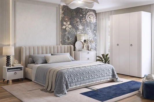 UL.105-M.104.01.3101 Ева Шкаф трехдверный 105.01 Mebelson (ЛДСП,ПВХ,МДФ,Металл/Светлое дерево,Белый) арт.UL.105-M.104.01.3101