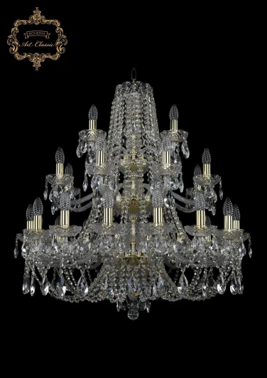 11.21.16+8+4.300.3d.Gd.Sp Подвесная большая люстра Art Classic 11.21 11.21.16+8+4.300.3d.Gd.Sp (220V, хрусталь, на цепи, подсвечник, свеча)