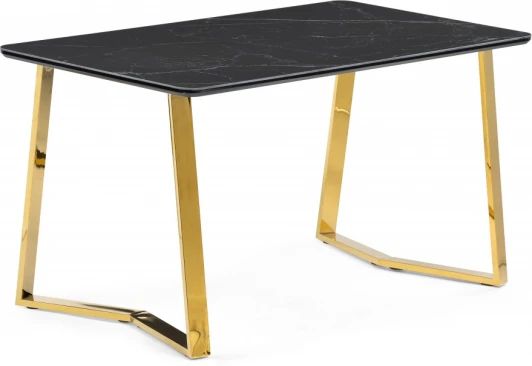 606403 Кухонный стол Notta Селена 1 140х80 черный мрамор / золото (МДФ) арт.606403
