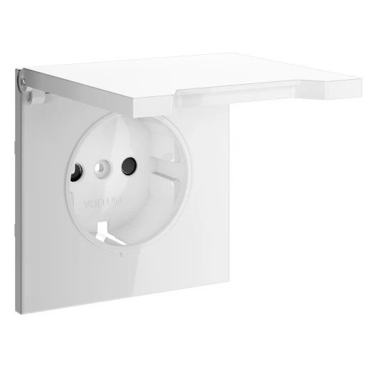 VLS000801 Накладка для розетки с заземлением, защитными шторками и крышкой Voltum S70 VLS000801 (белый глянцевый)