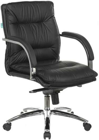 T-9927SL-LOW/BLACK Кресло руководителя Бюрократ T-9927SL-LOW черный кожа низк.спин. крестовина металл хром