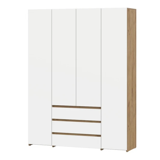 00-00196752 Шкаф Арника четырехстворчатый Некст 1, Дуб золотой, Белый