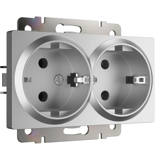 W1172006 Розетка двойная с заземлением (серебряный) W1172006 (a051525)