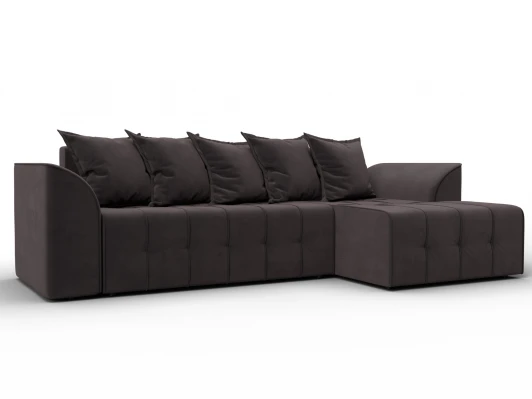 136725 Диван угловой Лига-113 угол правый (ДСП,Велюр/Коричневый) Лига Диванов 136725