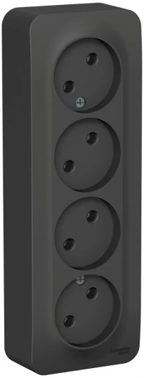 BLNRA000416 Розетка накладная четверная без заземления (антрацит) Systeme Electric Blanca BLNRA000416