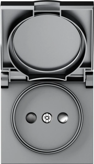 DE43440 Накладка для розетки без заземления, с крышкой, 16A 250 В~, матовый серый IP44 Donel A07 DE43440