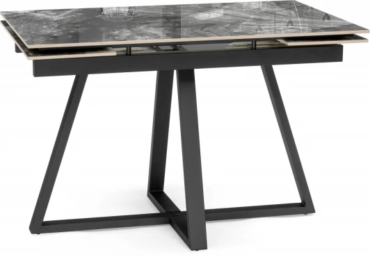 588067 Керамический стол Силлем 120 (Силлем 120(180)х80 риальто серый темный / черный) Woodville арт.588067