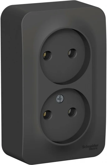 BLNRA000216 Розетка накладная двойная без заземления (антрацит) Systeme Electric Blanca BLNRA000216