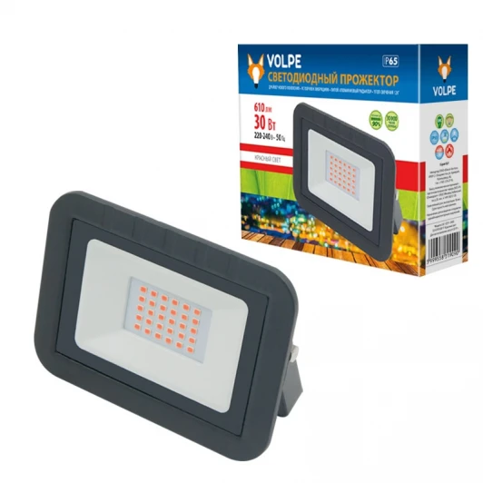 ULF-Q511 30W/RED IP65 220-240В BLACK картон Прожектор уличный Volpe ULF-Q511 30W/RED IP65 220-240В BLACK картон