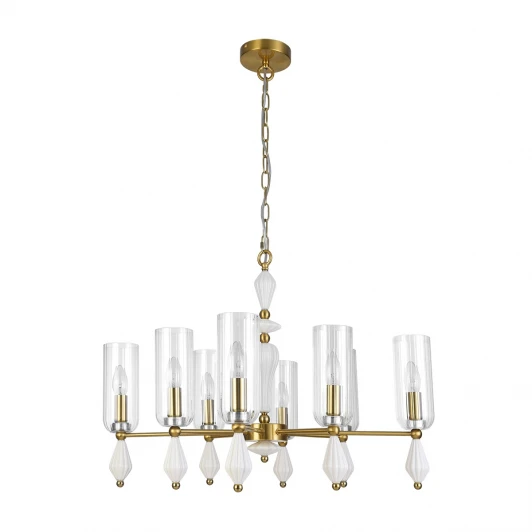 8428/8 Подвесная люстра Lumion Galana 8428/8 латунь/белый/прозрачный, металл/керамика/стекло E14 8*40W 220V