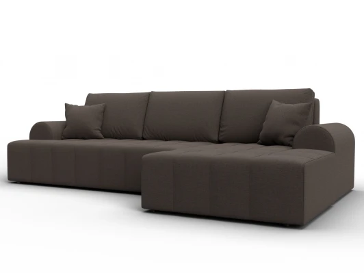 134741 Диван угловой Лига-080 угол правый (ДСП/Пластик/Рогожка/Коричневый) Лига Диванов 134741