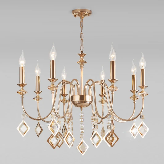 10110/8 золото/тонированный хрусталь Strotskis Подвесная люстра Eurosvet Telao 10110/8 золото/тонированный хрусталь Strotskis