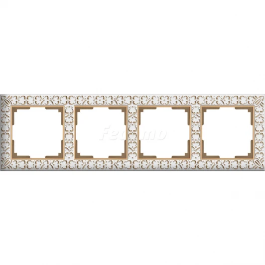 WL07-Frame-04 Рамка на 4 поста Werkel Antik, белое золото