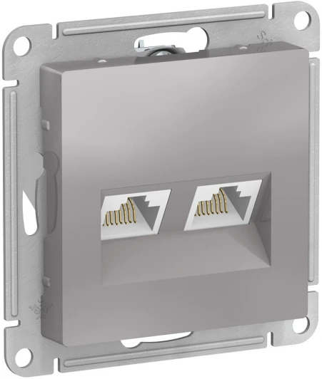 ATN000385 Розетка встраиваемая двойная Ethernet RJ-45 (алюминий) Systeme Electric AtlasDesign ATN000385
