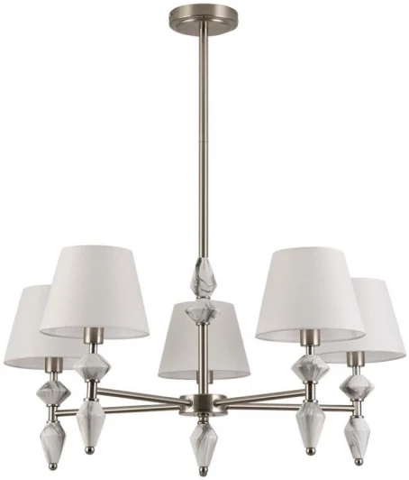 8274/5 Потолочная люстра на штанге 8274/5 никель/белый/серый, металл/керамика/ткань Е14 5*40W 220V