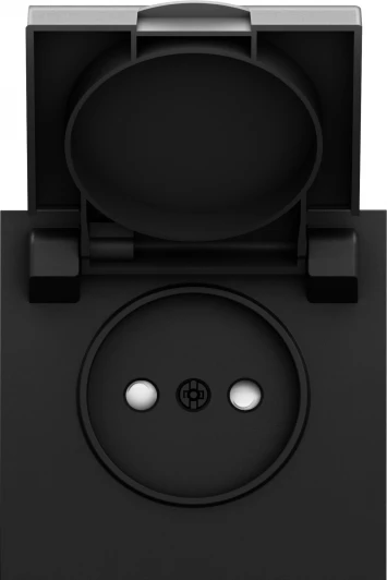 DS43457 Накладка для розетки без заземления, с крышкой, 16A 250 В~, черный графит IP44 Donel S08 DS43457