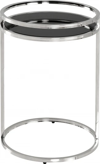 УТ000039401 Журнальный столик Гестия 41*60см стекло черное сталь серебро Stool Group арт.УТ000039401