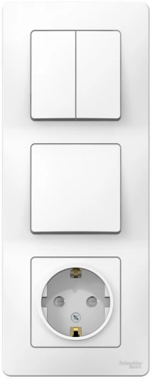 BLNBS101201 Розетка встраиваемая с заземлением с одноклавишным и двухклавишным выключателем (белый) Systeme Electric Blanca BLNBS101201