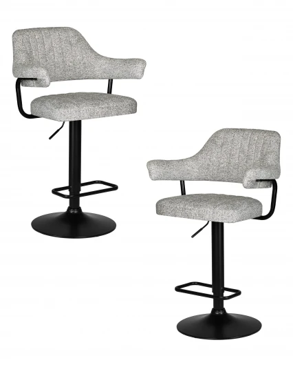 LM-5019-N_B-M_CT-LEO04 Набор 2 шт стул барный DOBRIN CHARLY BLACK (светло-серый твид (LEO04))