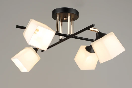 000080213 Потолочная люстра на штангеSL6886-4 BK+GD Мелодия Света SL1N 000080213