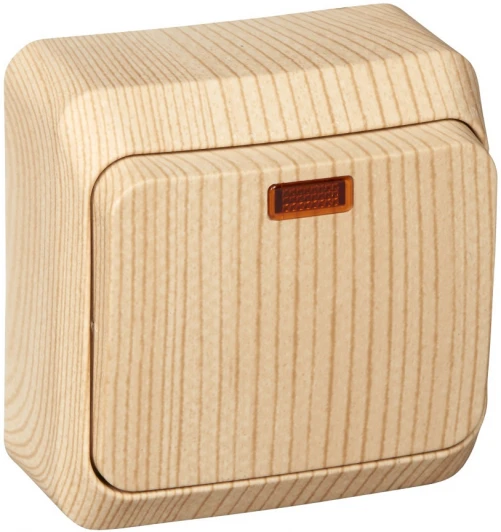 BA10-005D Выключатель накладной одноклавишный с подсветкой (сосна) Systeme Electric BA10-005D