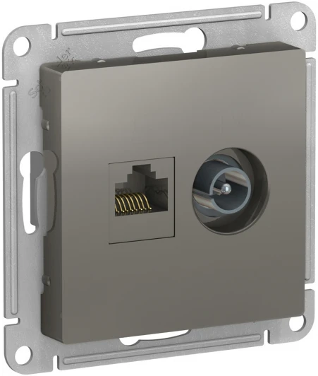 ATN000989 ТВ-розетка встраиваемая и Ethernet RJ-45 (сталь) Systeme Electric AtlasDesign ATN000989